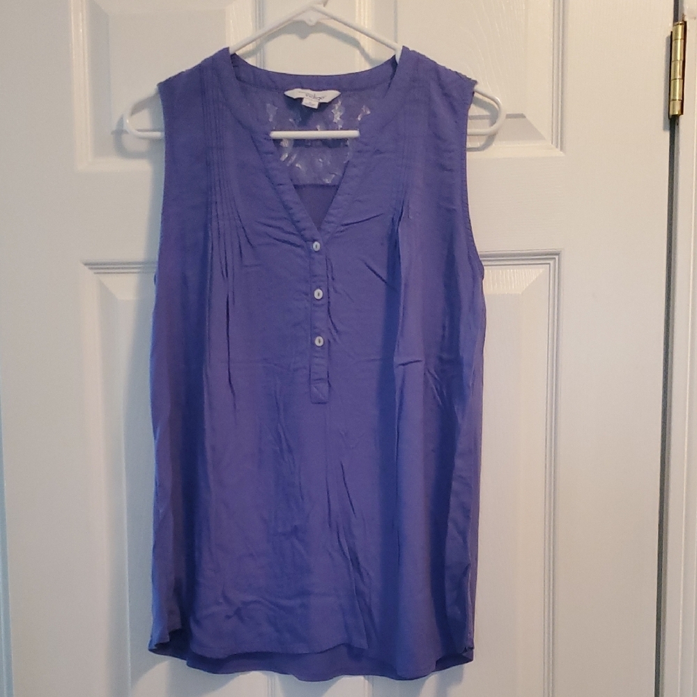 Purple Sleeveless Top Lace Inset
